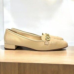 Ferragamo Loafer with Gancini Ornament, Beige Leather, C7DO 22507 V29, Sz 9.5 4A